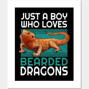 Just a boy who loves bearded dragons, bearded dragon lover, bearded dragon dad Posters and Art